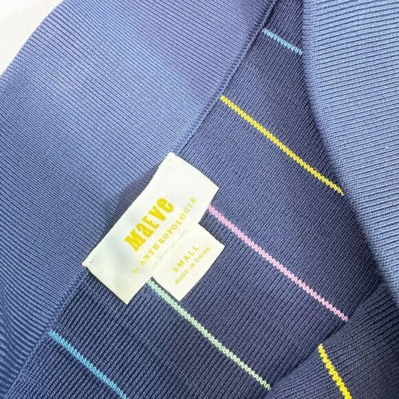 Maeve Midi Skirt Womens Small Blue Rainbow Pleated Contrast Classic Career - Picture 5 of 9